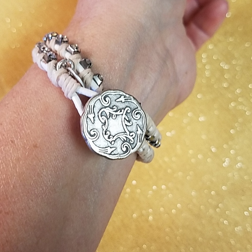 Leather Wrap Rhinestone Bracelet - Picture 5 of 5
